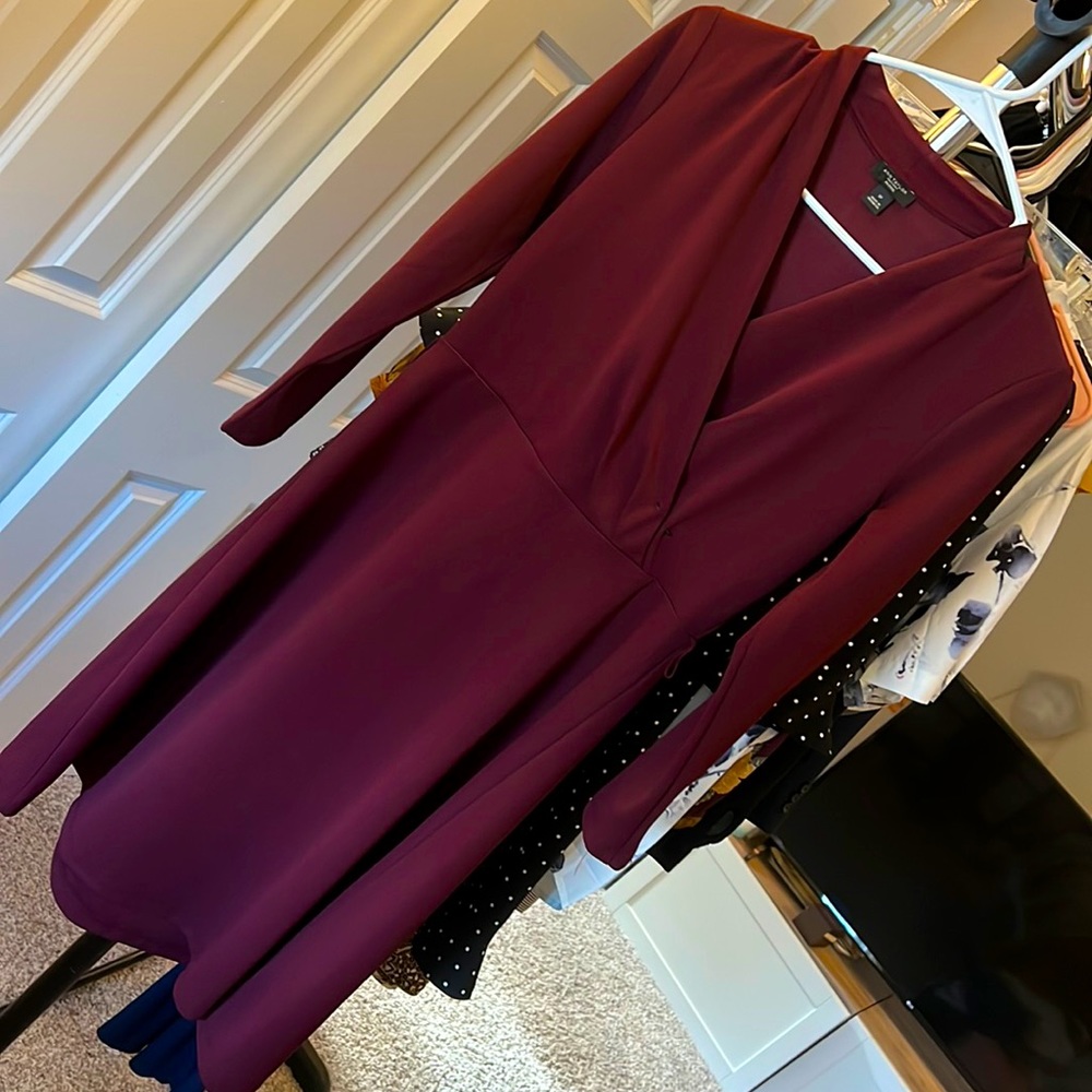 Ann Taylor Factory Petite Cross Top Dress, Maroon/Purple Size Small SP Like New